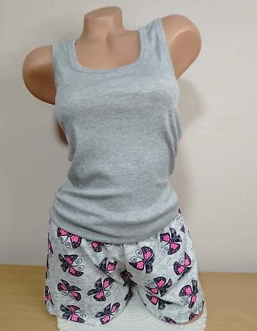 turske pidzame cene: Komplet jednobojna majica na bretele arkljski pamuk prijatan i — 4