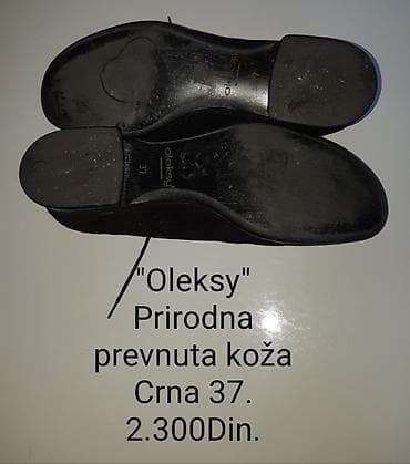 plave cipele na stiklu: Oleksy ženske cipele – crne, broj 37. Materijal: prevrnuta koža — 8