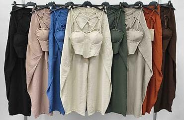 Kompleti: Damski komplet – korset top i široke pantalone sa preklopom - S M L / — 3