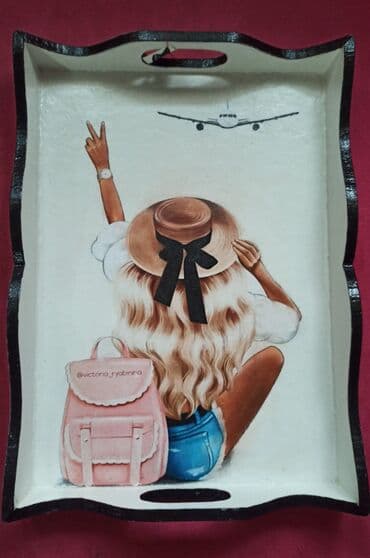 modle za keks: Drveni poslužavnik sa motivom kafe - ručna izrada - Materijal: drvo — 8