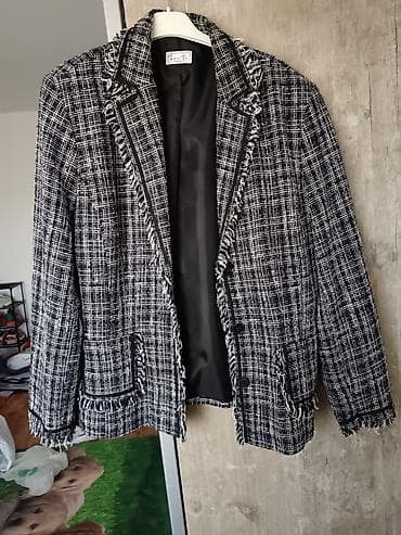 sako velicine m: Ženski blejzer BONITA, veličina 44. Obucen jednom - Tkanje: crno-beli — 2