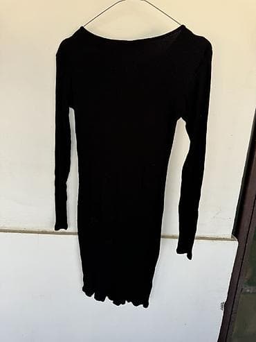 jakn: Crna rebrasta haljina sa dugim rukavima - Kroj: uska, bodycon — 2