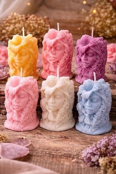 cirak za svece: Ukrasne aromatične sveće “Boginja prirode” - Ručno livena dekorativna — 2