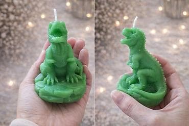 Zelena sveća u obliku dinosaurusa (T‑Rexa) - Detaljno modelirana