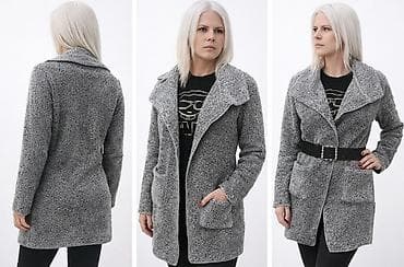 kais za jakne: Ženska jakna/kaput od meke „teddy“ tkanine – siva - Topla, prijatna i — 3