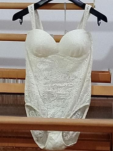 korpa za svadbu: SUPER POVOLJNO! NOV čipkani body boje slonovače( krem boje) sa čvrstim — 7