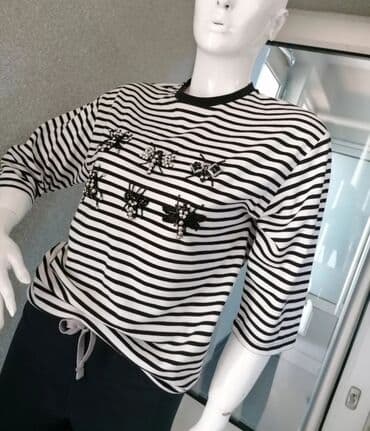 dugacki dzemperi zenski: S (EU 36), Pamuk, Prugasti, bоја - Crna — 2