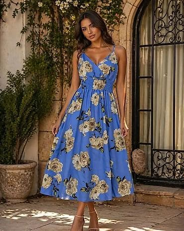 haljine od viskoze: Letnja midi haljina sa cvetnim printom - Kroj: midi dužina, A-linija — 8