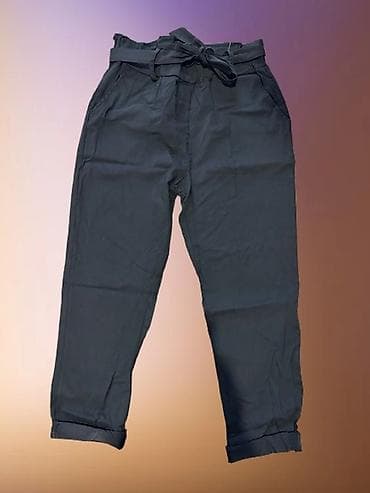 Pantalone, Farmerke, Šortsevi: Ženske pantalone sa visokim strukom i pojasom na vezivanje — 1