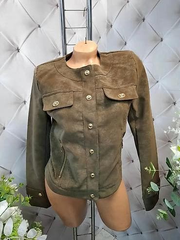 Sweatpants: Ženska jakna od eko antilopa (suede efekat) sa zlatnim detaljima. - — 2