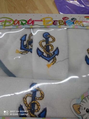 crveni kozni mantil: Baby set za kupanje 5/1 Bade mantil, veliki peskir sa kapuljacim — 2