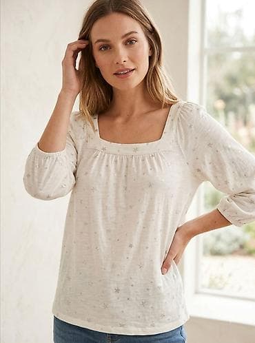 Personal Items: Ženska bluza sa četvrtastim izrezom – svetla krem/bela boja sa — 1