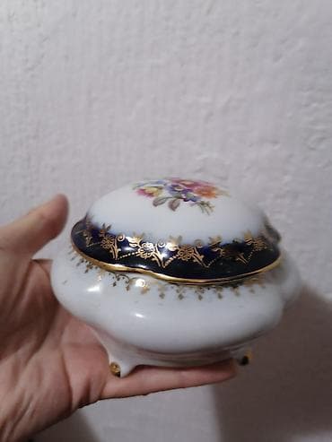 drvene boks palete: Porcelanska kutijica sa poklopcem – ručno dekorisana - Materijal — 4