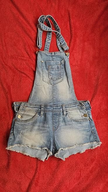 keans jeans: Ženski džins šorc na tregere (tregerice), veličina M. - Materijal — 1