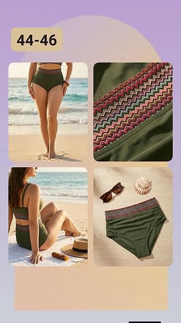 ana kupaci kostimi: Visokostruke donje gaćice za kupaći kostim – maslinasto zelene - — 1