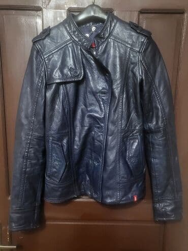 Jeans: Leather jacket Genuine leather, S (EU 48), Esprit, color - Blue — 4