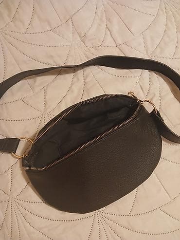 brojanica za bebe: Crna torbica preko ramena/struka (belt bag/bum bag) od teksturirane — 3