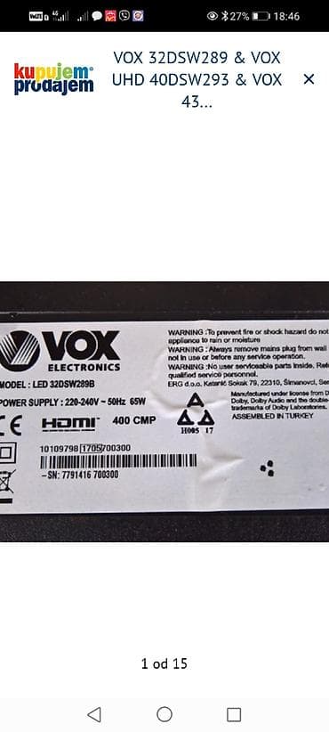 dozer za lekove: VOX LED televizori – delovi i ploče Dostupni delovi i oznake sa — 2