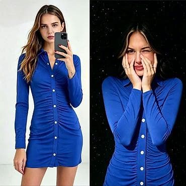 kamel ugg: Ribana košulja-haljina sa dugim rukavima

Haljina: 2.500 dinara
S M L — 4