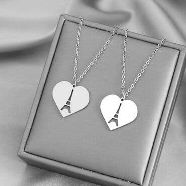 Privesci za nakit: Lancic - Ajfelov toranj i srce - 316L Predivna ogrlica koja ne bledi i — 3