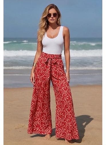 pantalone s: Ženske široke pantalone sa printom i pojasom
1450 din
S M L — 2