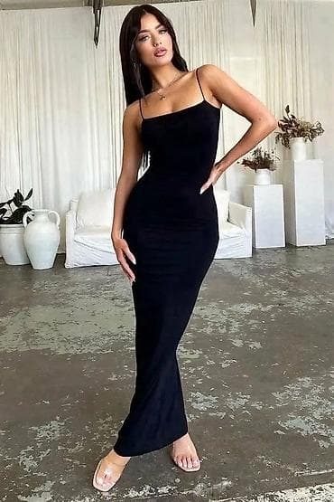 Dresses: Ženska duga haljina na bretele – bodycon kroj - Model: uska, duga — 4