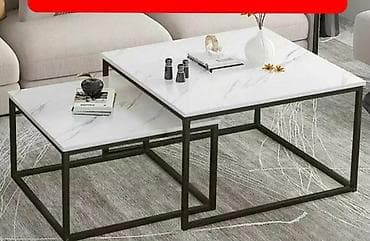 Set od dva klub stola – moderan dizajn sa efektom mermera - Gornje