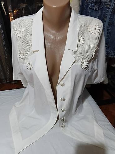 ženske bluze svecane bluze za punije: Ženska košulja/bluza Dorette – bela - Model: kratki rukavi, rever — 4