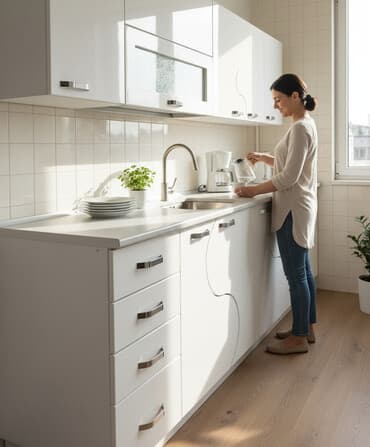 Kuhinja od medijapana (BELA) sa S krilima, duzine 2m sa limom i