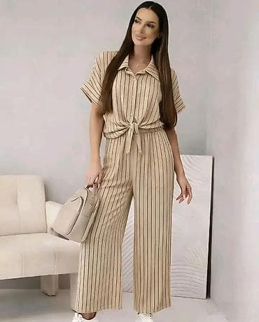 prugasti kompleti: Damski komplet – košulja i pantalone na pruge - Dvodijelni set — 5