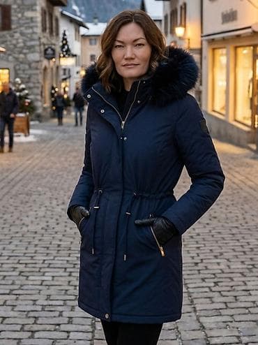 Ženska zimska parka jakna – tamnoplava - Topla parka dužine do