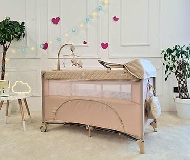 pult za bebe: KIKKA BOO krevetac Nighty Night, 2 nivoa, bež – sa rancem i pultom za — 9