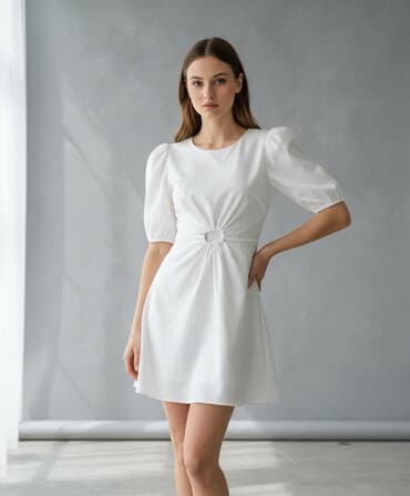 Skirts: S, color - White, Short sleeves — 1