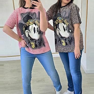 impe majice: ✅Ženska oversize majica sa printom lika crtanog junaka i natpisom — 3