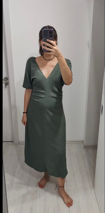 Haljine: Zara M (EU 38), bоја - Maslinasto zelena, Koktel, klub, Kratkih rukava