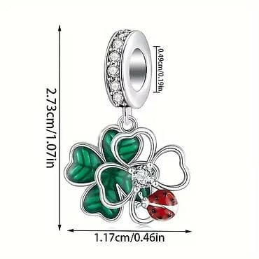 tiffany torbice cena: Privjesak za narukvicu/ogrlicu – Detaljni šarm djeteline s bubamarom — 2