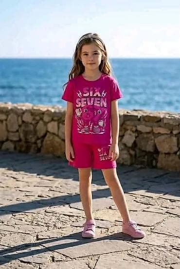 stumble guys majice: Dečiji letnji komplet – majica i šorts - Model: „Six Seven“ (motivi — 6