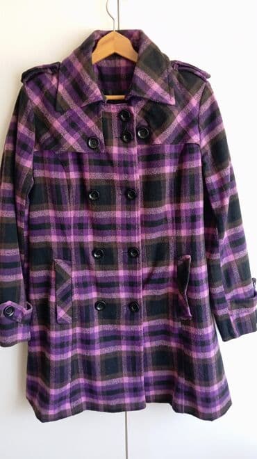 Women's Clothing: Ženski karirani kaput u ljubičasto-crno-braon tonovima. - Kroj — 1