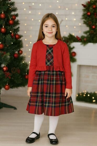 Bolero karirana haljinica Haljinica iz jednog sloja s imitacijom