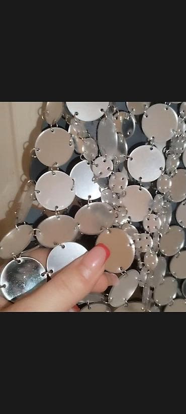 bvlgari prsten srebro: Metalik top/haljinica od poveznih pločica - Materijal: sjajne metalik — 2