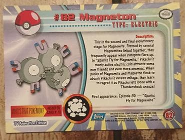 victoria harmonika: Pokemon kolekcionarska kartica – Magneton #82 (TV Animation Edition) — 2