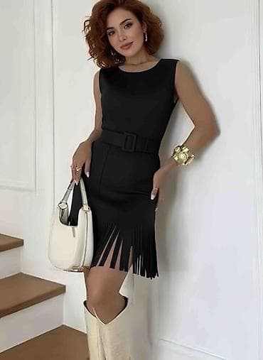 ponco odeca: ✨Ženska haljina bez rukava sa resama i kaišem
✅2200 din — 2