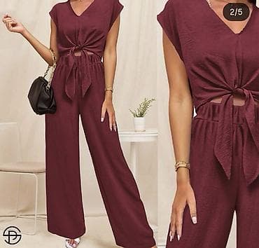 размер м: Komplet kosuljacrop top i pantalone širokih nogavica - Dvodijelni set — 4