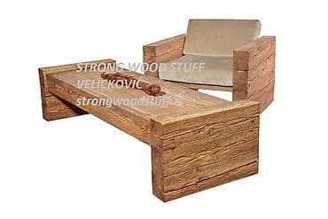 Stilski nameštaj: Fotelja od RUSTIČNE grede Jele, tretirana prirodnim uljem. Za — 2