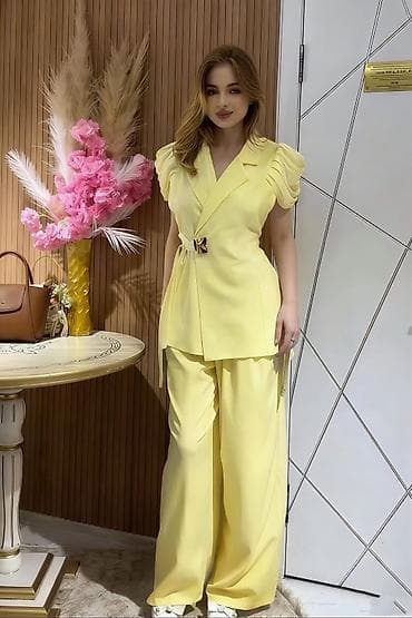 Women's Sweatsuits: ✅Damski dvodelni komplet – elegantni sako bez rukava i široke — 5