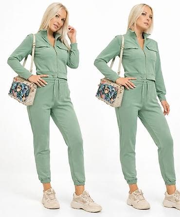 Ženska obuća: Zelena ženska trenerka – komplet jakna + donji deo - Boja: pastelno — 3