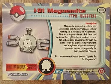 victoria harmonika: Pokémon kolekcionarska kartica – Magnemite (#81), TV Animation Edition — 2
