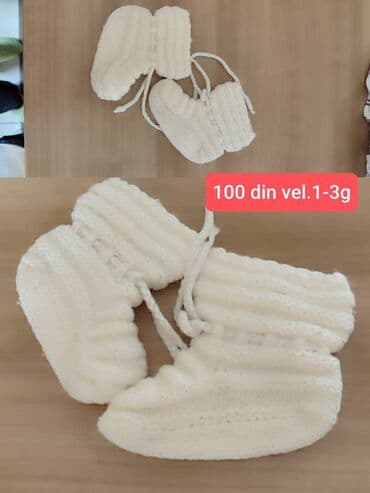 hermes papuce cena: Pletené bele bebа-čarapice/papučice sa vezicama. - Materijal: mekano — 1