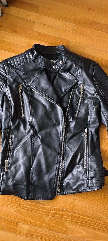 tn crne cena: Ženska moto/rock kožna jakna J&J, veličina M - Materijal: crna — 8