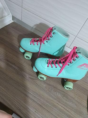 ski pantalone deca: Rolsule - Boja čizme: mint/tirkizna - Pertle: jarko roze - Visoka — 5